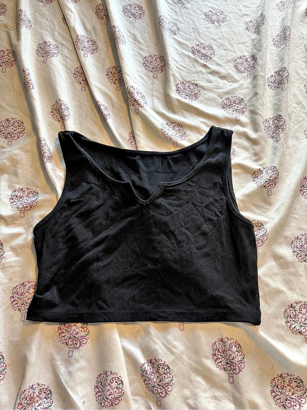 Ribbed Black Crop Tank Top
